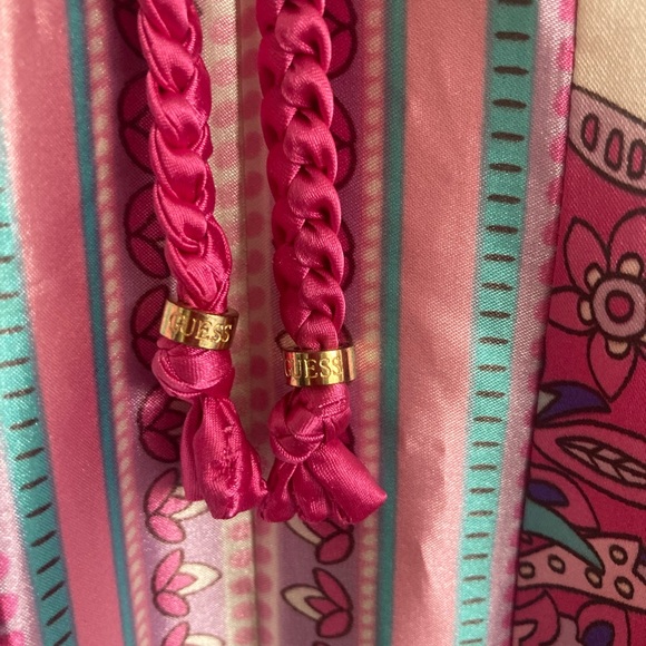 Guess Satin Summer Dress Pink/Blue Multicolour Size Medium. - Picture 4 of 10